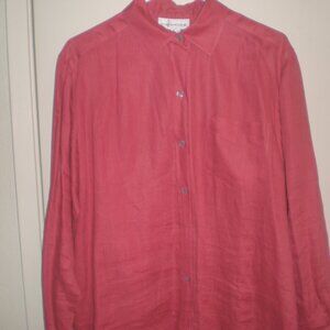 Women's Vintage Evan Picone Red LInen Button up Blouse Size 8